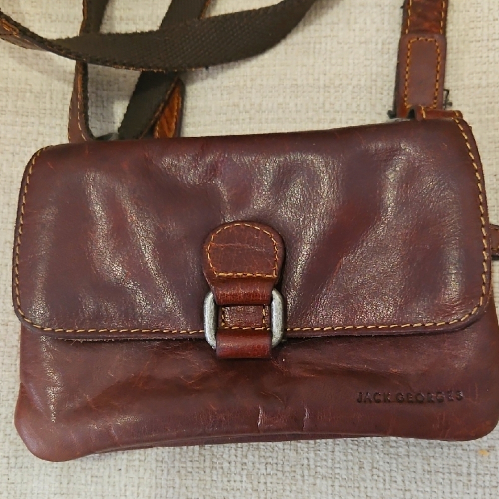 Jack Georges Brown Leather Crossbody Bag